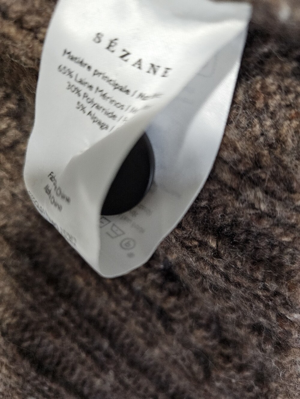 NWT! Sezane Andina Thick Wool Blend Cable Knit Cardigan Heather Brown Size XXS - Picture 9 of 9